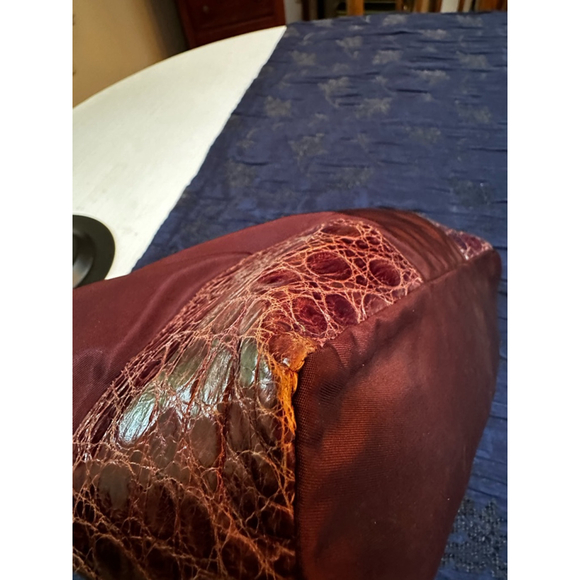 Prada Burgundy Medium Tote Bag w/Crocodile Embossed Leather - Picture 4 of 10